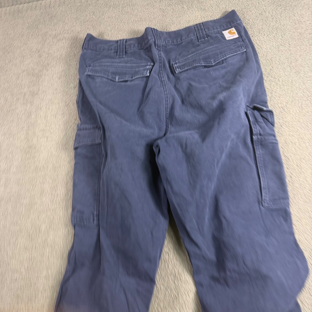 Carhartt Relaxed Fit Cargo Pants Mens 36x34 Navy Blue Canvas Workwear Trousers